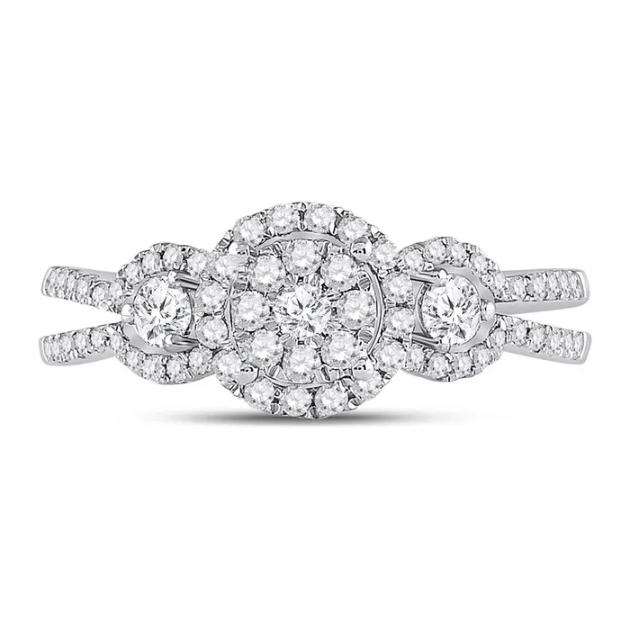 Rings gndatlanta 14k White Gold Round Diamond 3stone Bridal Engagement Ring 58 Cttw