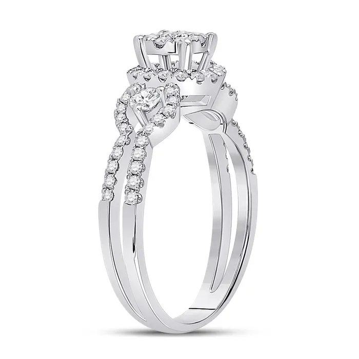 Rings gndatlanta 14k White Gold Round Diamond 3stone Bridal Engagement Ring 58 Cttw
