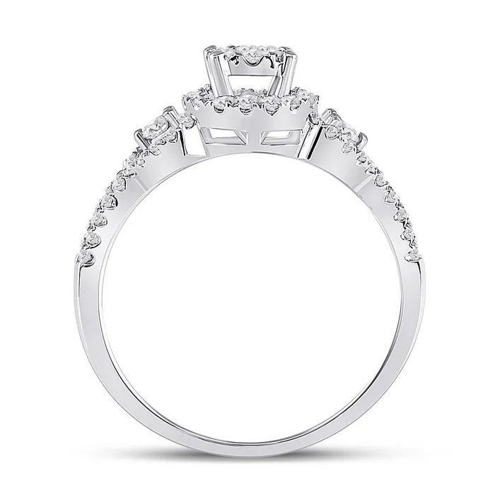 Rings gndatlanta 14k White Gold Round Diamond 3stone Bridal Engagement Ring 58 Cttw