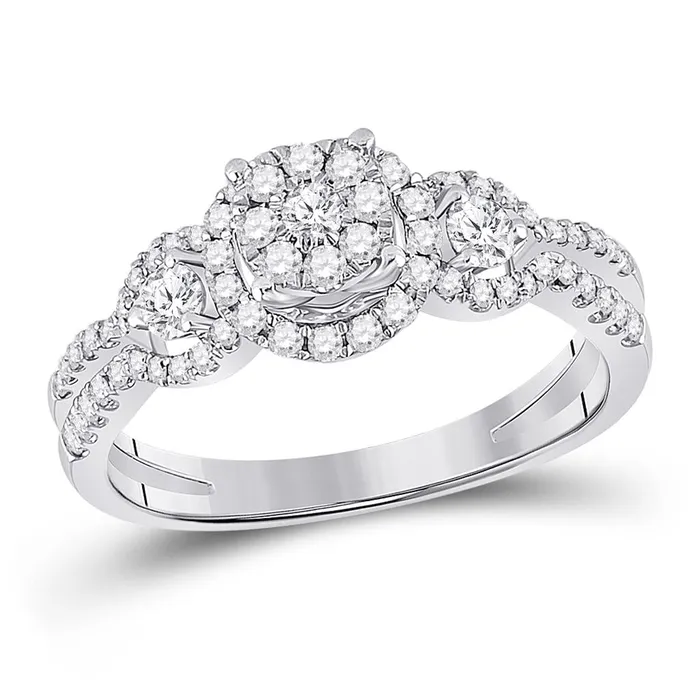 Rings gndatlanta 14k White Gold Round Diamond 3stone Bridal Engagement Ring 58 Cttw