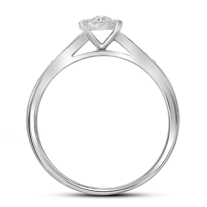 Rings gndatlanta 14k White Gold Round Diamond Slender Halo Bridal Wedding Ring Set 12 Cttw