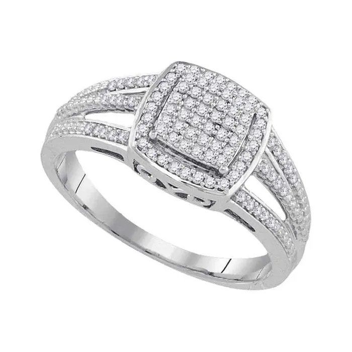 Rings gndatlanta 14k White Gold Round Diamond Square Cluster Ring 14 Cttw