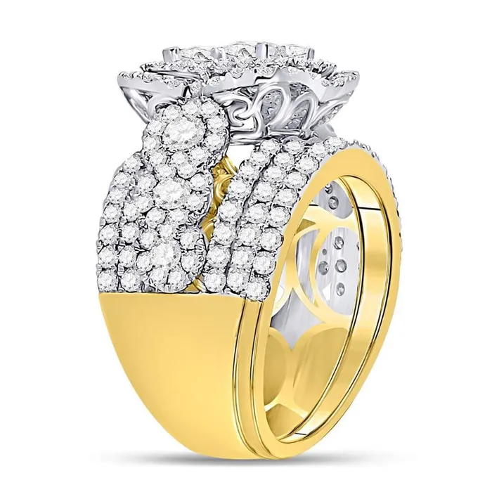 Rings gndatlanta 14k Yellow Gold Princess Diamond Bridal Wedding Ring Set 4 Cttw