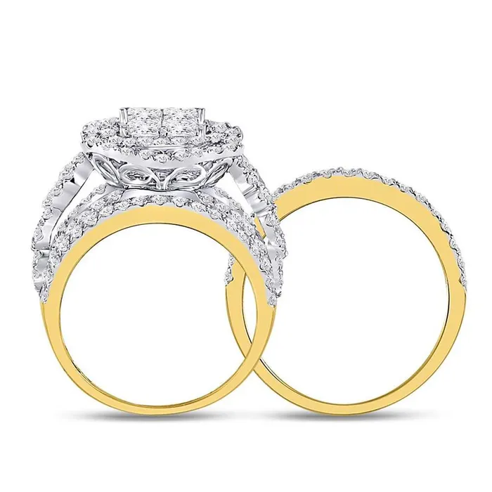 Rings gndatlanta 14k Yellow Gold Princess Diamond Bridal Wedding Ring Set 4 Cttw