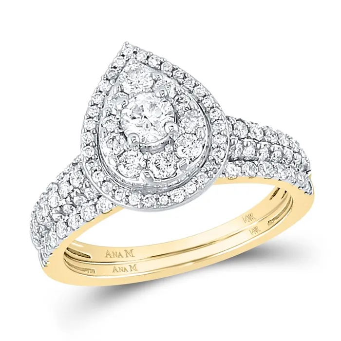 Rings gndatlanta 14k Yellow Gold Round Diamond Bridal Wedding Ring Set 1 Cttw Certified
