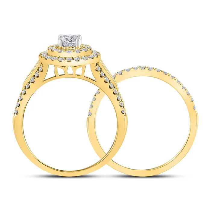 Rings gndatlanta 14k Yellow Gold Round Diamond Bridal Wedding Ring Set 1 Cttw Certified