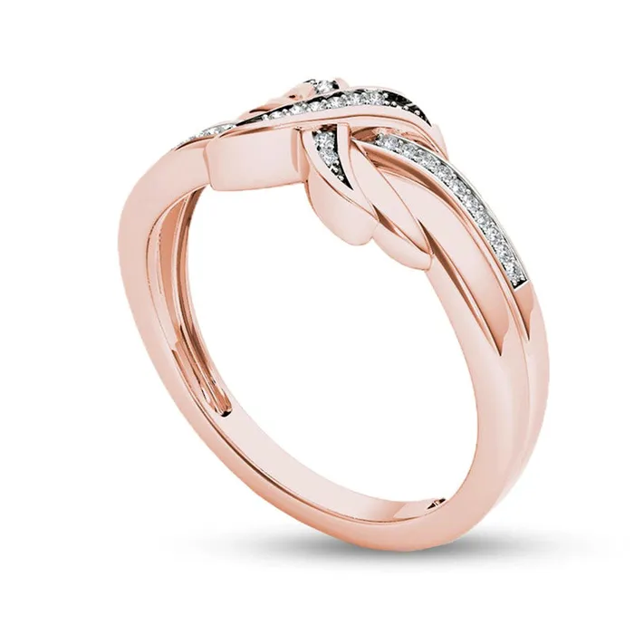 Rings Goldia 007 CT TW Natural Diamond X Ring in Solid 10K Rose Gold