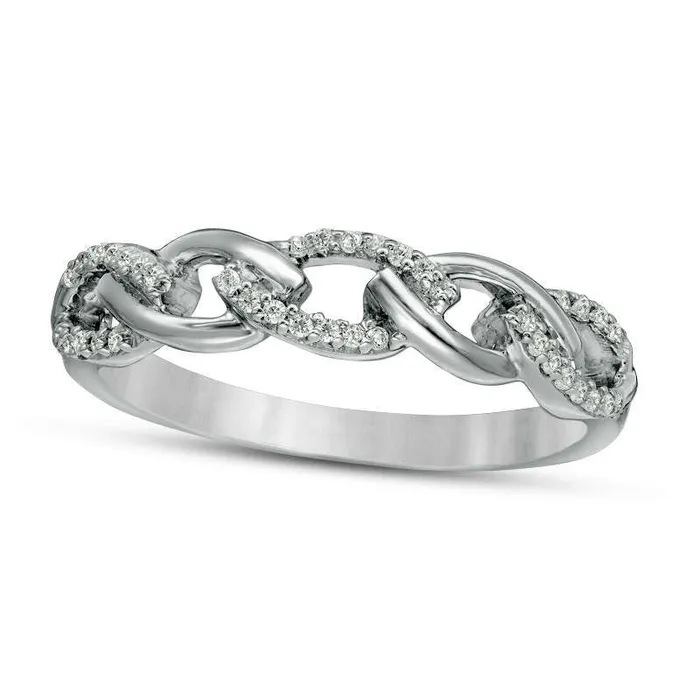 Rings Goldia 010 CT TW Natural Diamond Chain Link Band in Sterling Silver