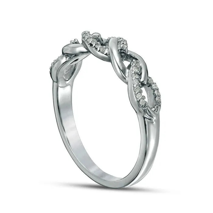Rings Goldia 010 CT TW Natural Diamond Chain Link Band in Sterling Silver Rings Goldia 010 CT TW Natural Diamond Chain Link Band in Sterling Silver