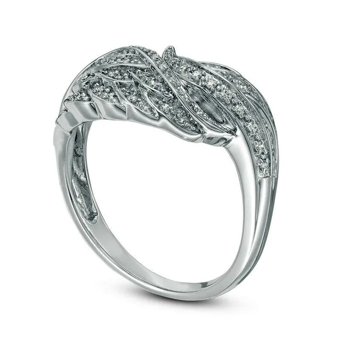 Rings Goldia 013 CT TW Natural Diamond Feathered Wings Ring in Sterling Silver