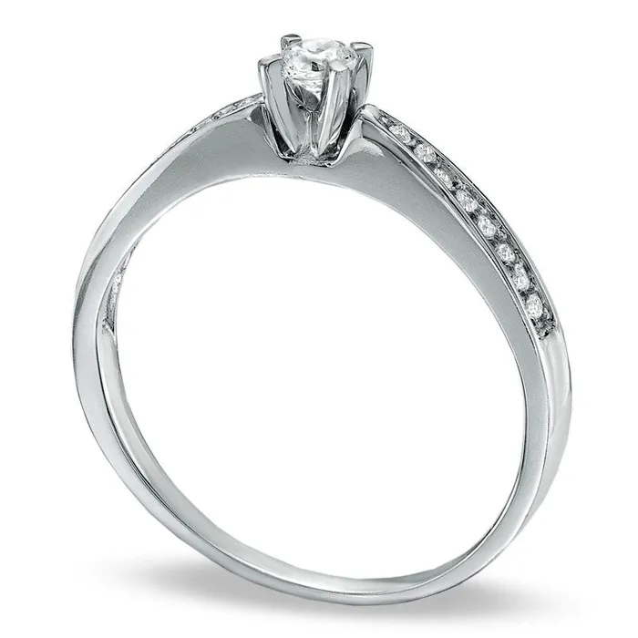 Rings Goldia 020 CT TW Natural Clarity Enhanced Diamond Solitaire Promise Ring in Solid 10K White Gold