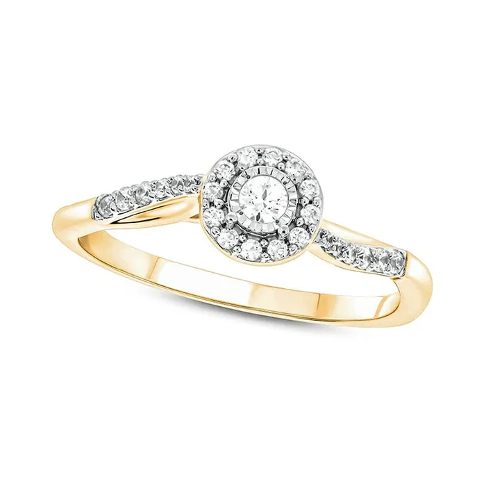 Rings Goldia 020 CT TW Natural Diamond Frame Wavy Promise Ring in Solid 10K Yellow Gold