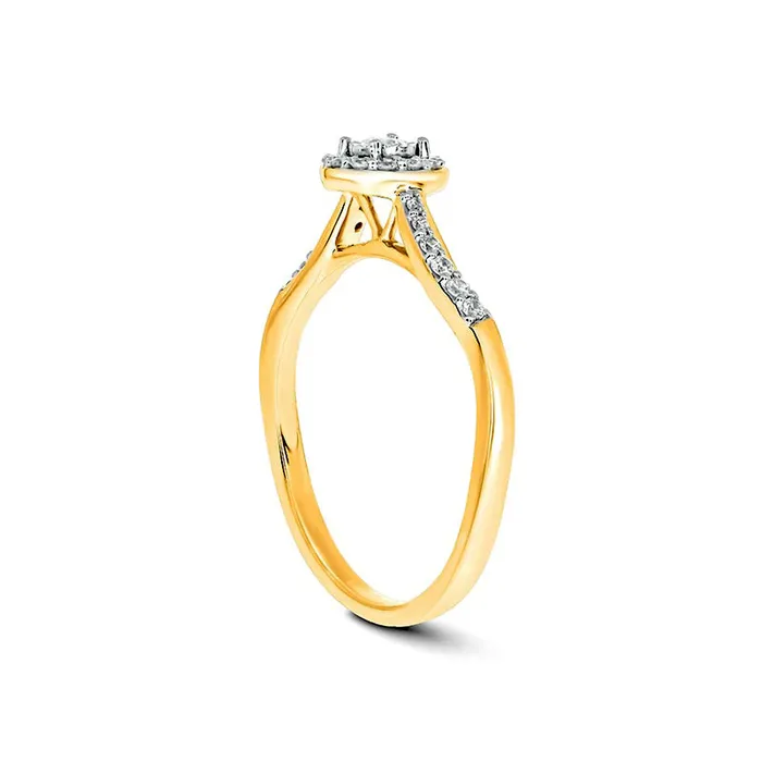 Rings Goldia 020 CT TW Natural Diamond Frame Wavy Promise Ring in Solid 10K Yellow Gold