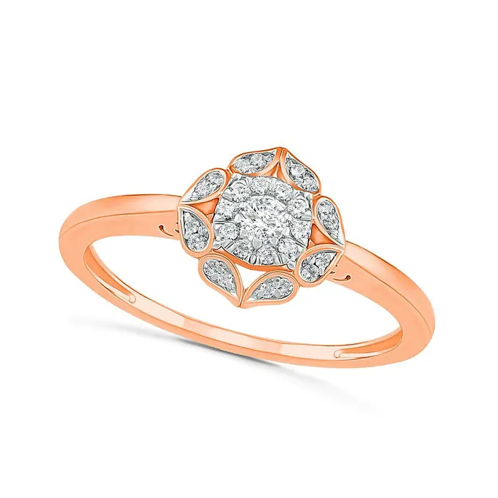Rings Goldia 033 CT TW Natural Diamond Flower Frame Bridal Engagement Ring Set in Solid 10K Rose Gold Rings Goldia 033 CT TW Natural Diamond Flower Frame Bridal Engagement Ring Set in Solid 10K Rose Gold