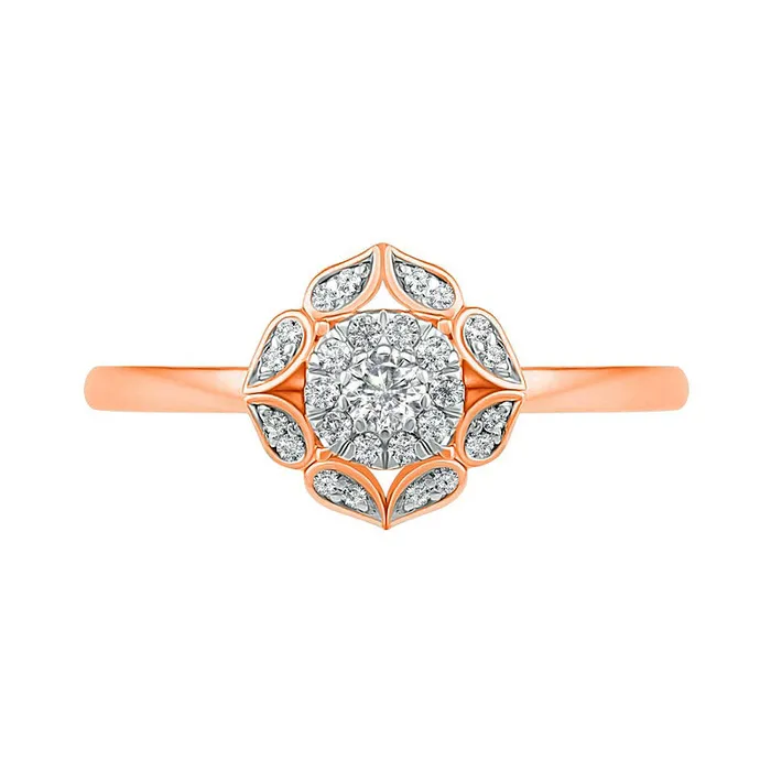 Rings Goldia 033 CT TW Natural Diamond Flower Frame Bridal Engagement Ring Set in Solid 10K Rose Gold Rings Goldia 033 CT TW Natural Diamond Flower Frame Bridal Engagement Ring Set in Solid 10K Rose Gold