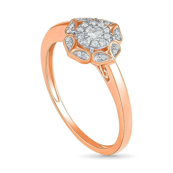 Rings Goldia 033 CT TW Natural Diamond Flower Frame Bridal Engagement Ring Set in Solid 10K Rose Gold Rings Goldia 033 CT TW Natural Diamond Flower Frame Bridal Engagement Ring Set in Solid 10K Rose Gold
