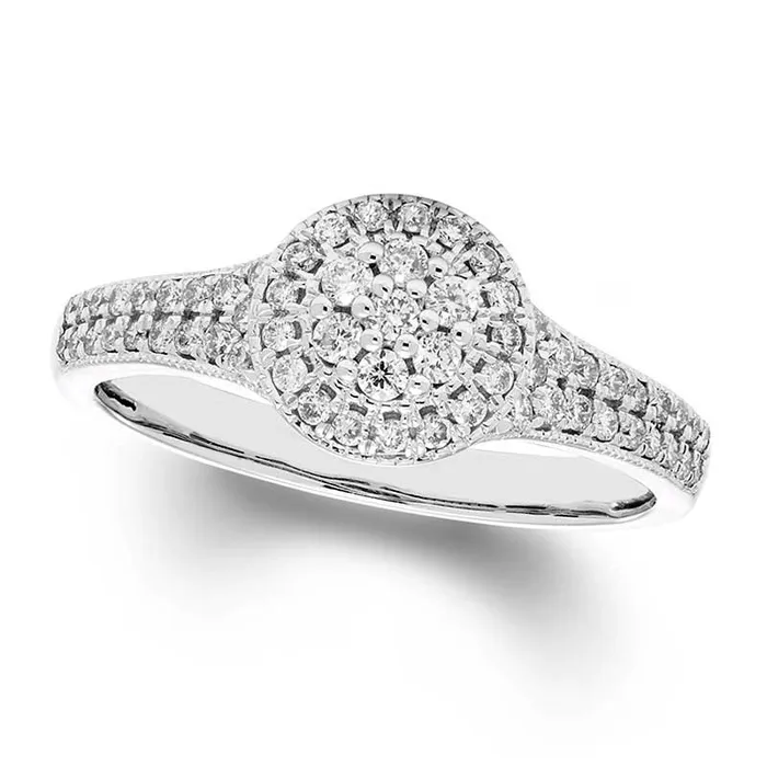 Rings Goldia 038 CT TW Composite Natural Diamond Frame Antique VintageStyle Engagement Ring in Solid 10K White Gold