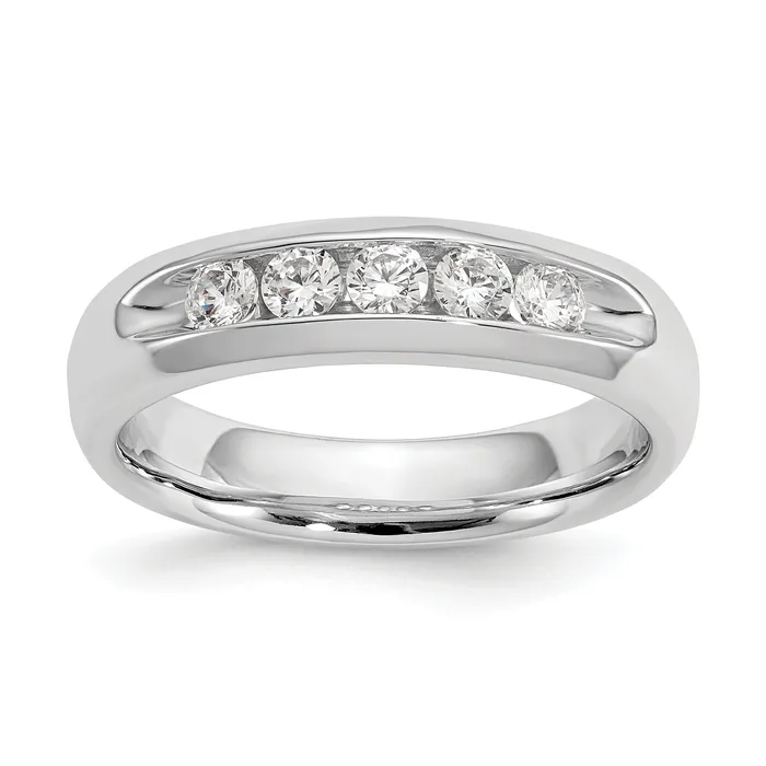 Rings Goldia 040ct CZ Solid Real 14K White Gold 5Stone Channel Wedding Band Ring