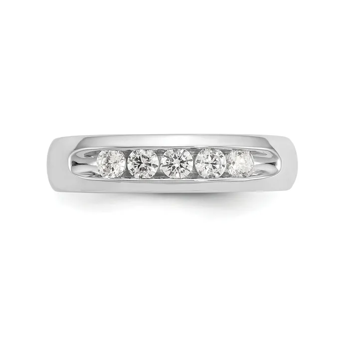 Rings Goldia 040ct CZ Solid Real 14K White Gold 5Stone Channel Wedding Band Ring