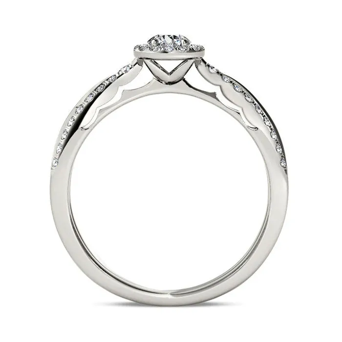 Rings Goldia 050 CT TW Natural Diamond Frame Antique VintageStyle Engagement Ring in Solid 14K White Gold
