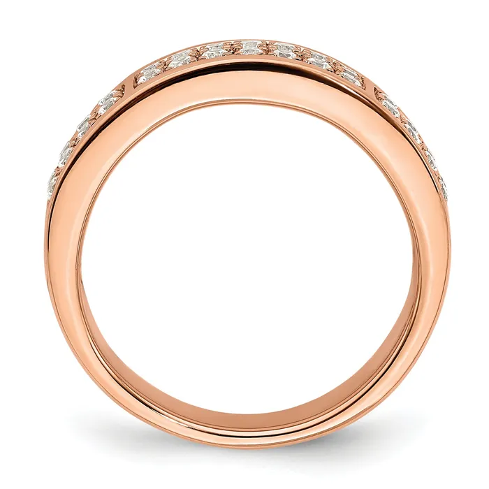 Rings Goldia 050ct CZ Solid Real 14K Rose Gold Complete 2 Row Pave Wedding Wedding Band Ring