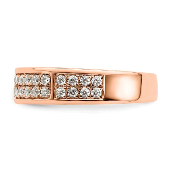 Rings Goldia 050ct CZ Solid Real 14K Rose Gold Complete 2 Row Pave Wedding Wedding Band Ring