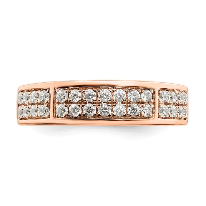 Rings Goldia 050ct CZ Solid Real 14K Rose Gold Complete 2 Row Pave Wedding Wedding Band Ring