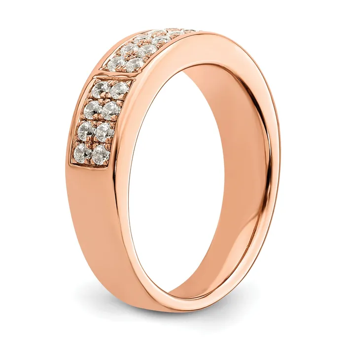 Rings Goldia 050ct CZ Solid Real 14K Rose Gold Complete 2 Row Pave Wedding Wedding Band Ring