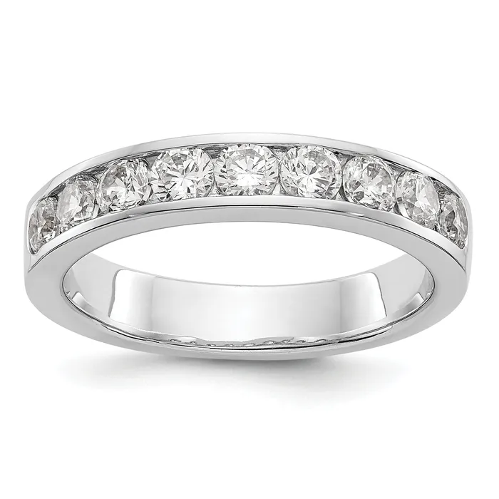 Rings Goldia 093ct CZ Solid Real 14K White Gold 9Stone Channel Wedding Band Ring
