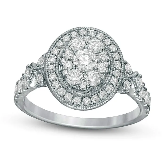 Rings Goldia 10 CT TW Oval Composite Natural Diamond Antique VintageStyle Engagement Ring in Solid 10K White Gold