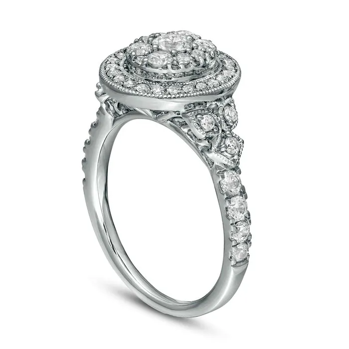 Rings Goldia 10 CT TW Oval Composite Natural Diamond Antique VintageStyle Engagement Ring in Solid 10K White Gold