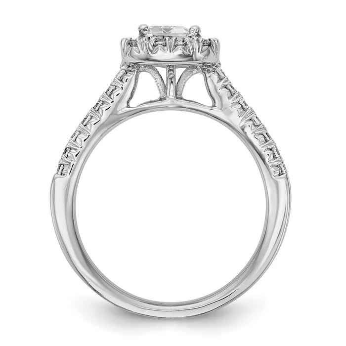 Rings Goldia 100ct CZ Solid Real 14K White Gold Emerald Shape Halo Engagement Ring
