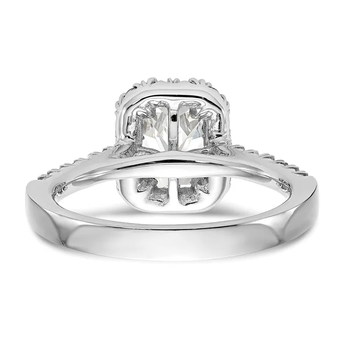 Rings Goldia 100ct CZ Solid Real 14K White Gold Emerald Shape Halo Engagement Ring