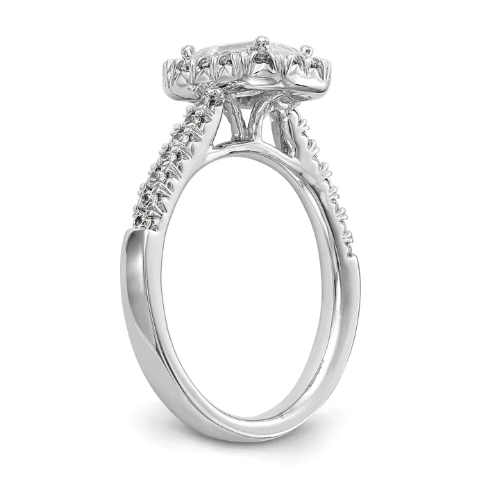 Rings Goldia 100ct CZ Solid Real 14K White Gold Emerald Shape Halo Engagement Ring