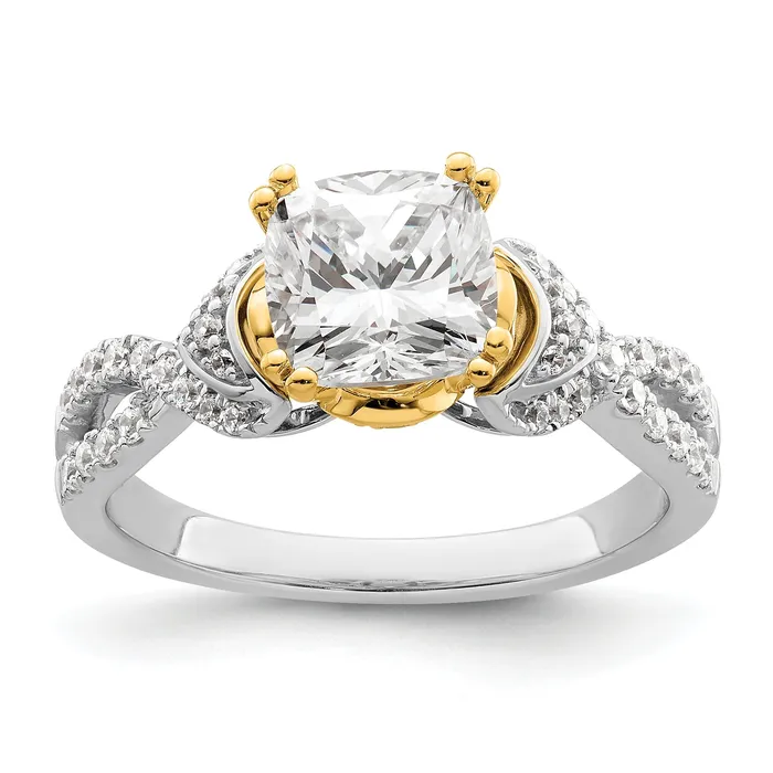 Rings Goldia 150ct CZ Solid Real 14k Twotone Polish 1 12ct Cushion Engage Dia Ring