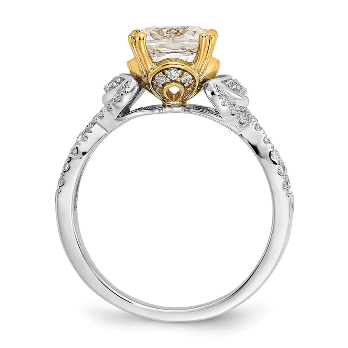 Rings Goldia 150ct CZ Solid Real 14k Twotone Polish 1 12ct Cushion Engage Dia Ring