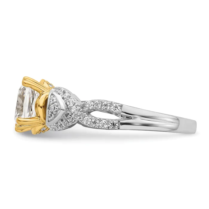 Rings Goldia 150ct CZ Solid Real 14k Twotone Polish 1 12ct Cushion Engage Dia Ring