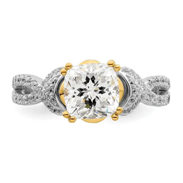 Rings Goldia 150ct CZ Solid Real 14k Twotone Polish 1 12ct Cushion Engage Dia Ring