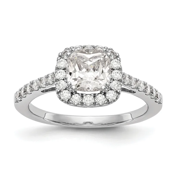 Rings Goldia 150ct CZ Solid Real 14K White Gold Cushion Halo Engagement Ring