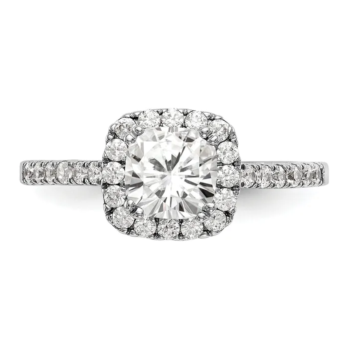Rings Goldia 150ct CZ Solid Real 14K White Gold Cushion Halo Engagement Ring