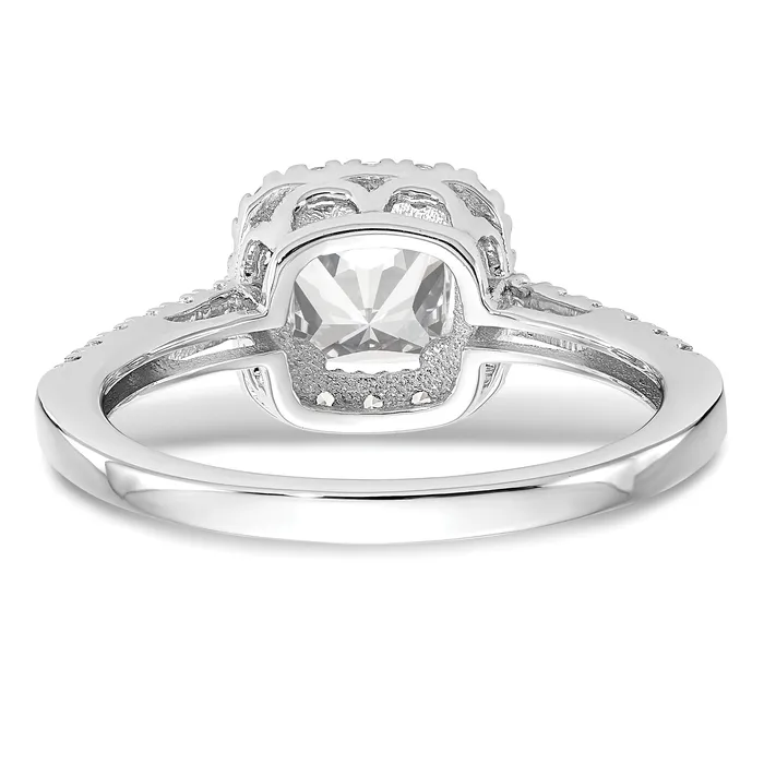 Rings Goldia 150ct CZ Solid Real 14K White Gold Cushion Halo Engagement Ring