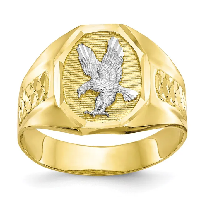 Rings Goldia 10K Yellow Gold u0026 Rhodium Mens Eagle Ring