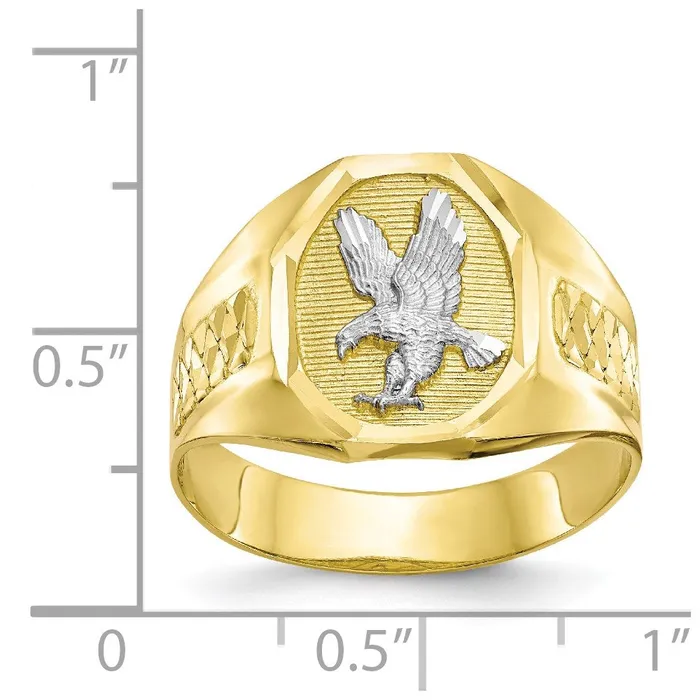 Rings Goldia 10K Yellow Gold u0026 Rhodium Mens Eagle Ring