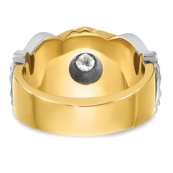 Rings Goldia 14k Twotone Gold Mens Polished and Textured with Multicolor Enamel and Diamond Masonic Shriners Ring