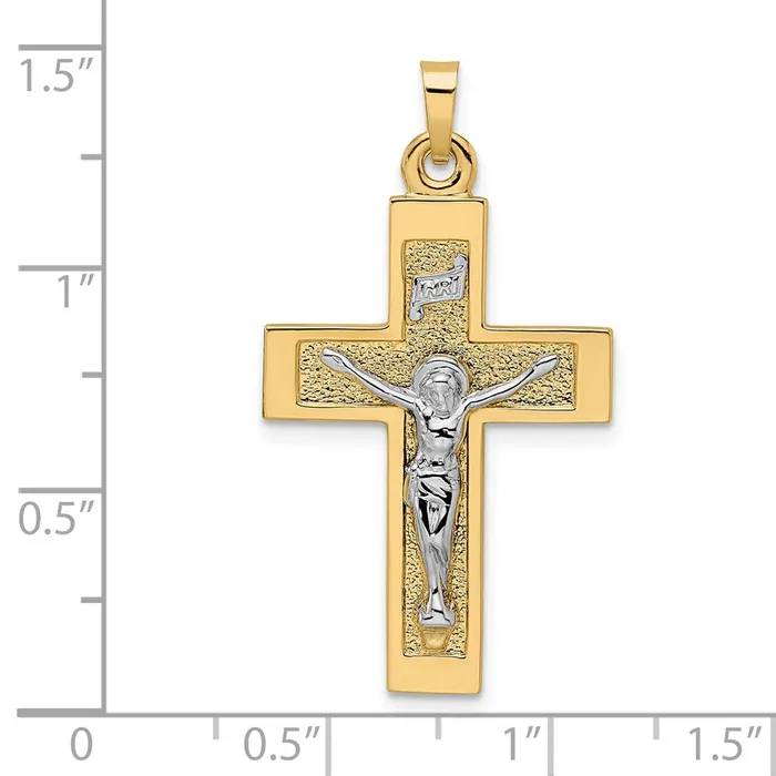 Rings Goldia 14k Twotone Gold Polished Solid INRI Crucifix Pendant