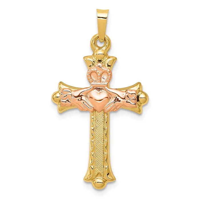 Rings Goldia 14k Twotone Gold Twotone Gold Claddagh Cross Pendant