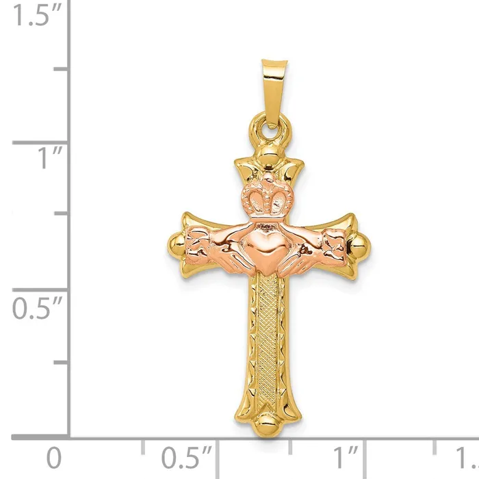 Rings Goldia 14k Twotone Gold Twotone Gold Claddagh Cross Pendant