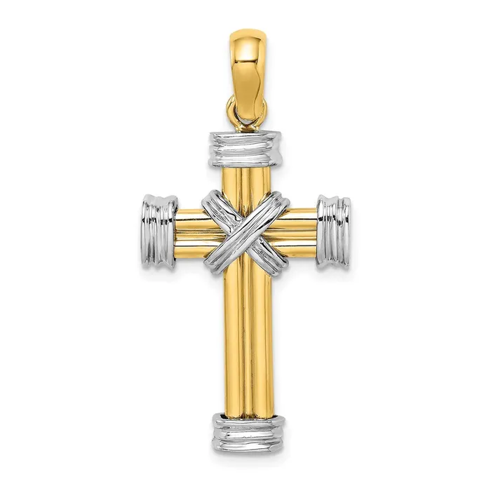 Rings Goldia 14k Twotone Gold wRhodium Polished Cross Charm