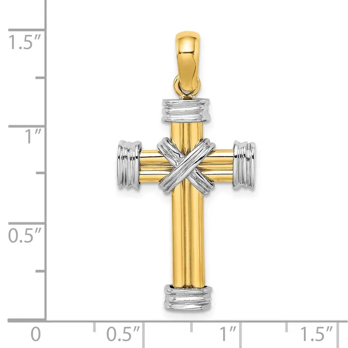 Rings Goldia 14k Twotone Gold wRhodium Polished Cross Charm