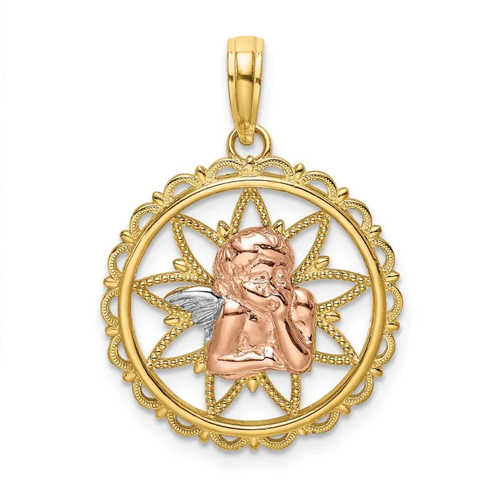 Rings Goldia 14k Twotone Gold wWhite Rhodium Cutout Angel Charm